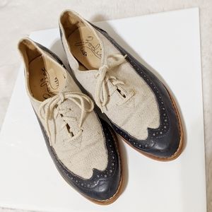 VTG ZODIAC Wingtip Leather & Tweed Shoes (Sz 7.5 )but FITS a true size 7.